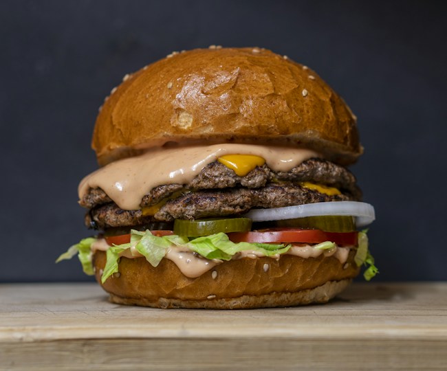 Smoky cheeseburger with a golden bun