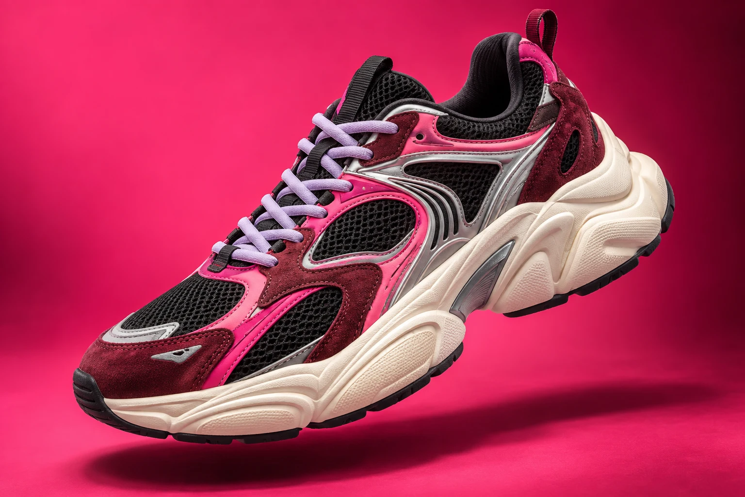 Pulse 01 sneaker in magenta and burgundy