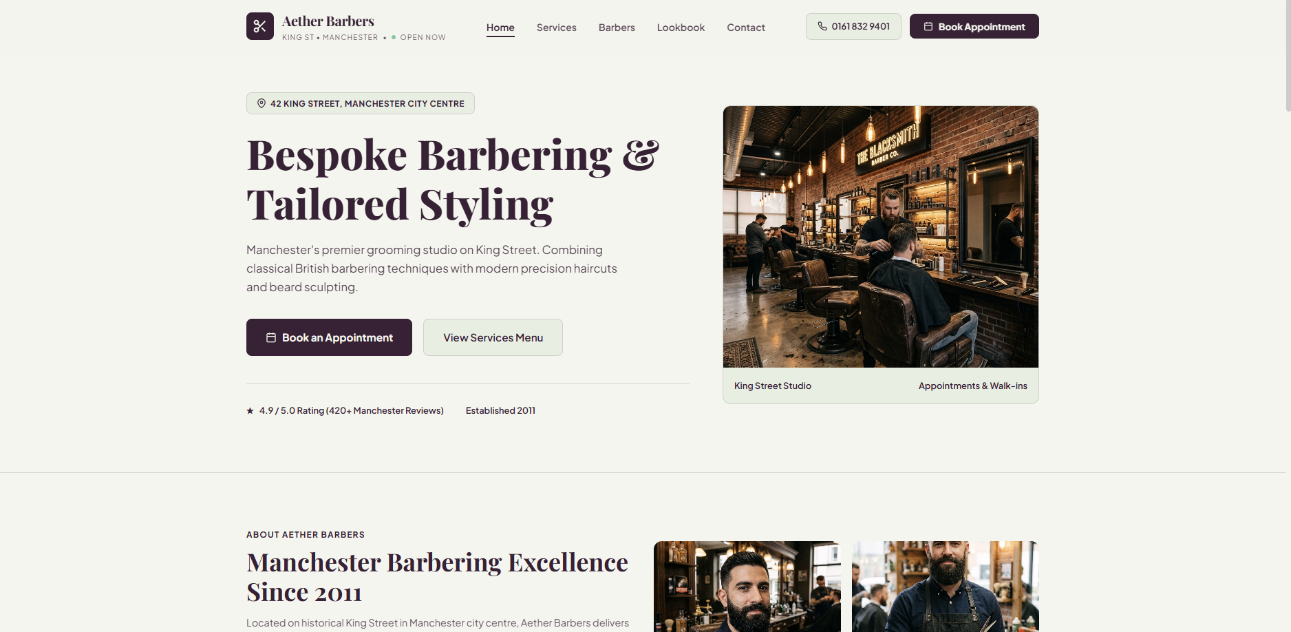 Barbershop website template preview