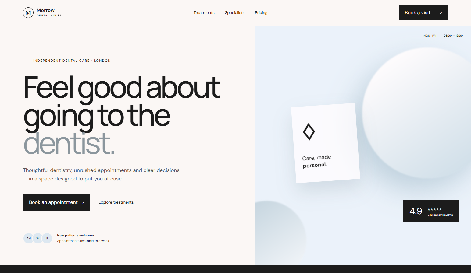 Dentistry website template preview