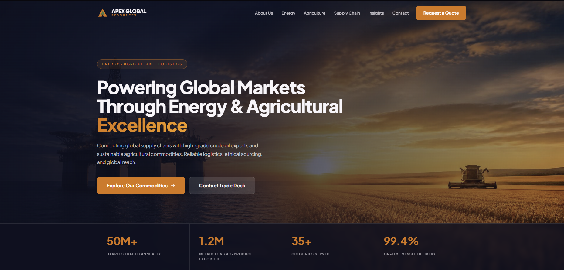 Agriculture website template preview