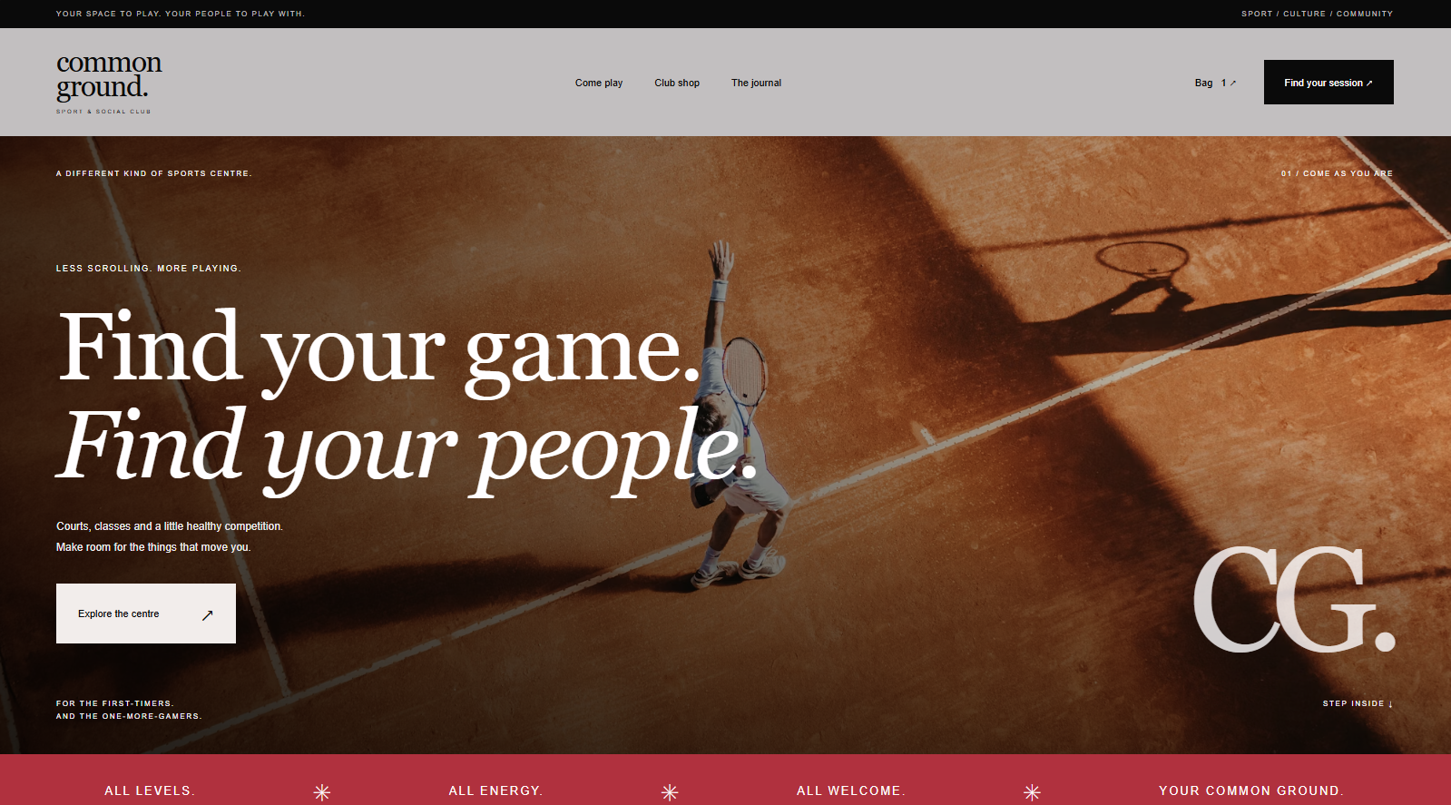 Sport and social club website template preview